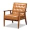 Baxton Studio Sorrento Mid-Century Modern Tan Faux Leather and Walnut Brown Finished Wood Lounge Chair 175-10977-Zoro - alternate 1